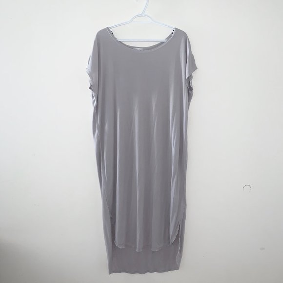 YaYa & Co. Grey T-Shirt Slip Dress Midi Size Large Loose Comfy - Picture 4 of 5